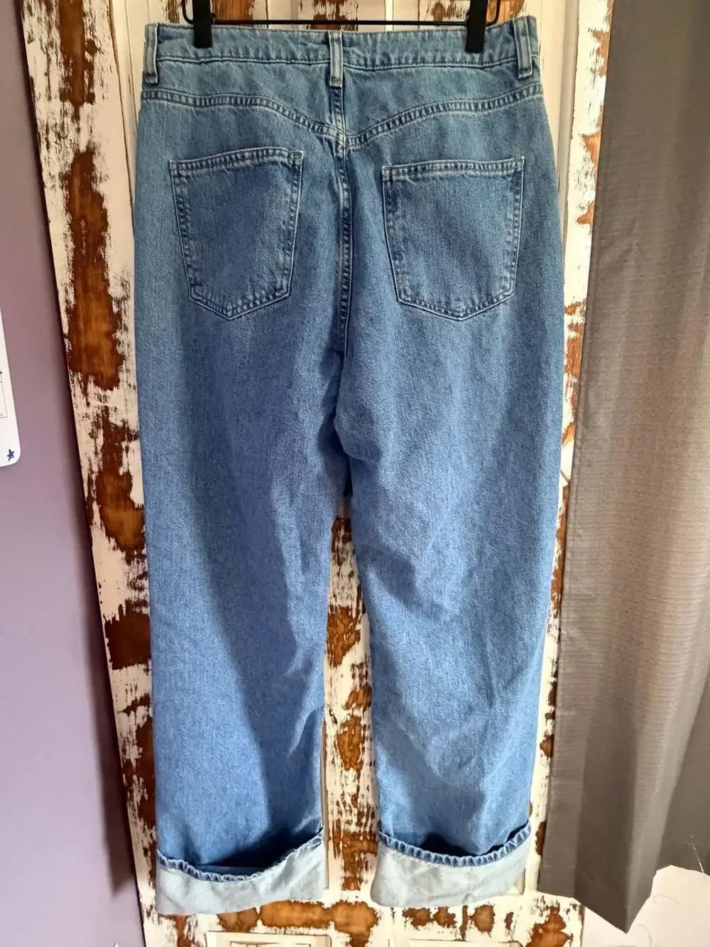 Denim Co. Straight Leg Jeans Mid Wash with Cuffed Hem Normcore Scandi Capsule